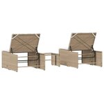 vidaXL Chaises longues lot de 2 avec table beige résine tressée