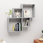 vidaXL Étagère murale cube Gris béton 80x15x78 5 cm Bois d’ingénierie