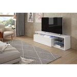 Meuble TV réversible BLUE-TECH - Mélaminé blanc laqué - 150 x 41 x 43 cm