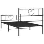 vidaXL Cadre de lit métal avec tête de lit/pied de lit noir 75x190 cm