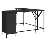 Bureau table poste de travail meuble d'ordinateur informatique étude 141 x 141 x 75 cm bois d'ingénierie noir 02_0023919