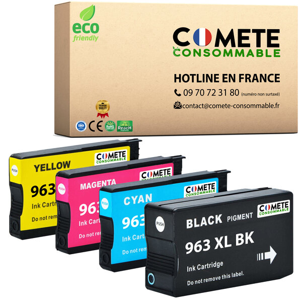 CARTOUCHE 963XL pack de 4 Cartouches Compatible avec HP COMETE, Entreprise française