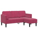 vidaXL Canapé 3 places avec méridienne L-shaped vin rouge 160 cm en velours
