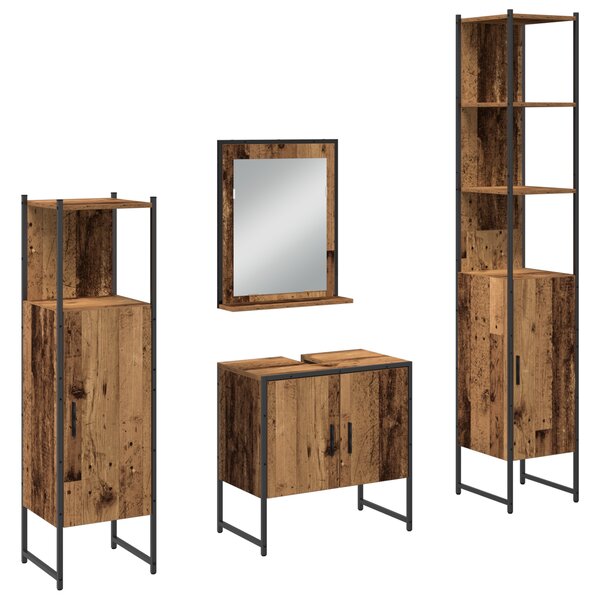 vidaXL Set de meubles de salle de bain 4 pièces Bois vieilli Bois d'ingénierie
