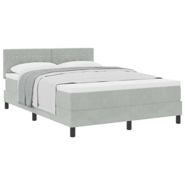 Lit à sommier avec matelas vidaXL Gris clair 140x200 cm Velours