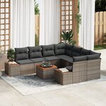 Ensemble de Canapés de Jardin de 9 Pièces avec Oreillers Gris Rattan Synthétique Acacia