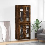 vidaXL Buffet haut Chêne fumé 69 5x34x180 cm Bois d'ingénierie