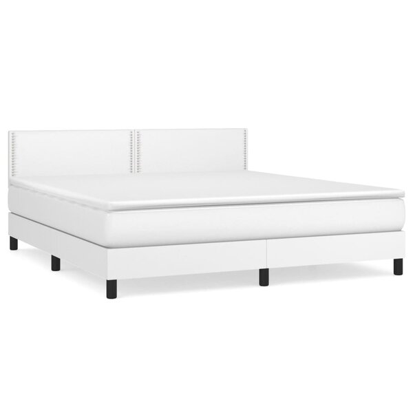 vidaXL Sommier à lattes de lit avec matelas Blanc 160x200cm Similicuir