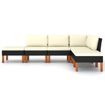 Salon de jardin meuble d'extérieur ensemble de mobilier 6 pièces avec coussins résine tressée noir 02_0016923