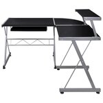 Bureau table poste de travail meuble d'ordinateur informatique étude d'ordinateur d'angle 132 x 112 x 99cm bois d'ingénierie noir 02_0023732
