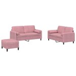 vidaXL Ensemble de canapés 3 Pièces avec coussins rose velours