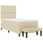 vidaXL Lit à ressorts avec matelas et banc crème 100x200 cm Tissu