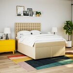 vidaXL Sommier à lattes de lit avec matelas Crème 160x200 cm Tissu