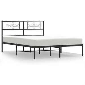 vidaXL Cadre de lit métal avec tête de lit noir 160x200 cm