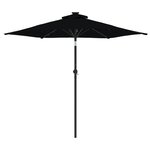 vidaXL Parasol de jardin avec LED mât en acier noir 225x225x212 cm