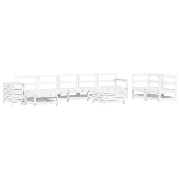 vidaXL Salon de jardin 10 Pièces blanc bois de pin massif