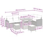 Ensemble de Canapé de Jardin vidaXL 9 Pièces avec Coussins Beige Poly Rattan Acacia