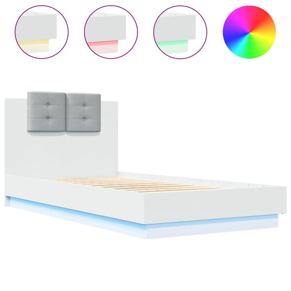 vidaXL Cadre de lit avec LED sans matelas blanc 90x190 cm