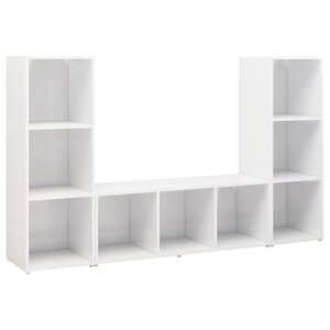 vidaXL Meubles TV 3 Pièces Blanc 107x35x37 cm Aggloméré