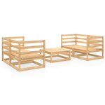 vidaXL Salon de jardin 5 Pièces bois de pin massif