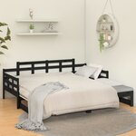 vidaXL Lit coulissant Noir Bois de pin solide 2x(90x200) cm