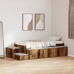 vidaXL lit de rangement en vieux bois 80x200 cm