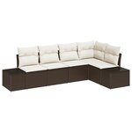 vidaXL Ensemble de canapé de jardin 5 pièces avec coussins marron en rattan synthétique