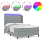 vidaXL Lit à ressort avec matelas et lumière LED Gris clair 140x200 cm Tissu