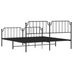 vidaXL Cadre de lit métal avec tête de lit/pied de lit noir 183x213 cm