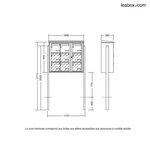 Bloc collectif Leabox  3x3  grade 3  simple face  extérieur  sur pieds à sceller  noir 9005 finition brillante