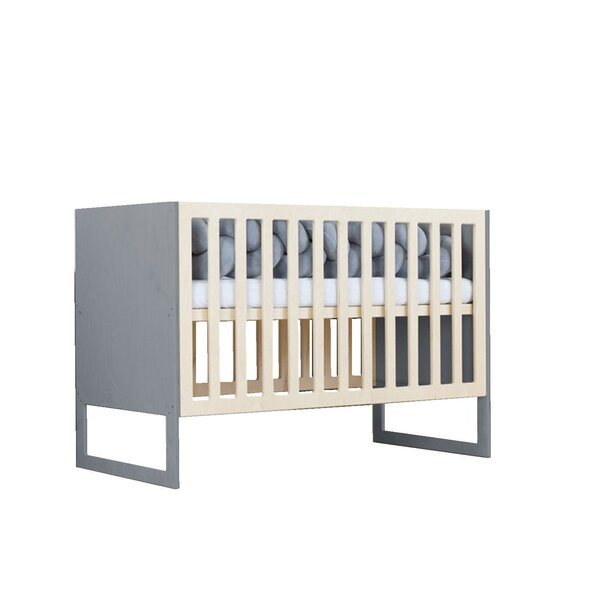 Lit bébé CHRUPPY 60 x 120 cm gris et verni