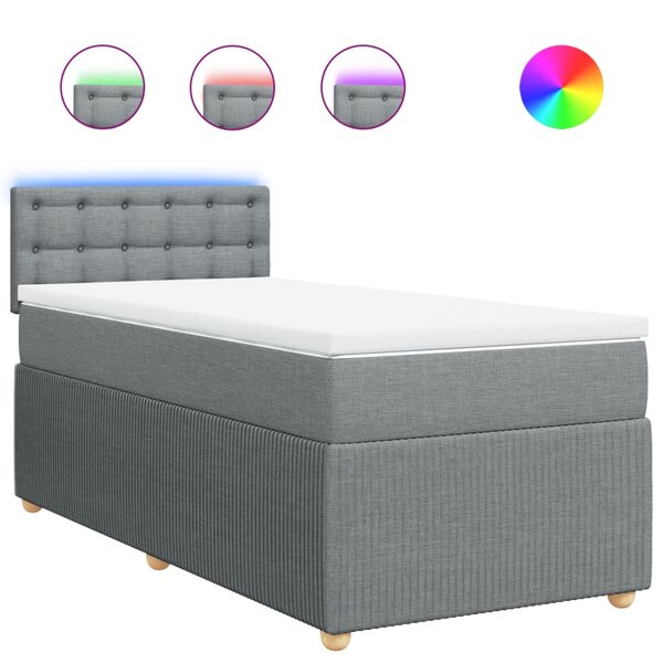 vidaXL Sommier à lattes de lit avec matelas Gris clair 100x200cm Tissu