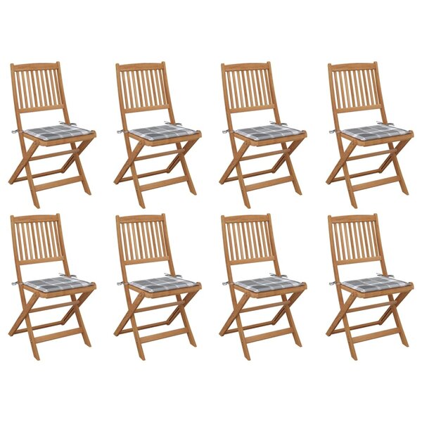 vidaXL Chaises pliables d'extérieur avec coussins 8 Pièces Bois d'acacia
