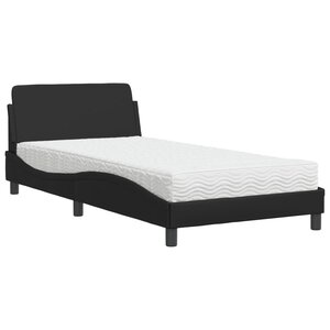 vidaXL Lit avec matelas noir 100x200 cm similicuir