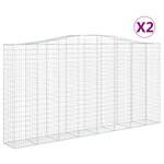 vidaXL Paniers à gabions arqués 2 Pièces 400x50x200/220 cm Fer galvanisé