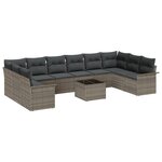Ensemble de canapé de jardin vidaXL de 10 pièces avec coussins en rotin synthétique noir