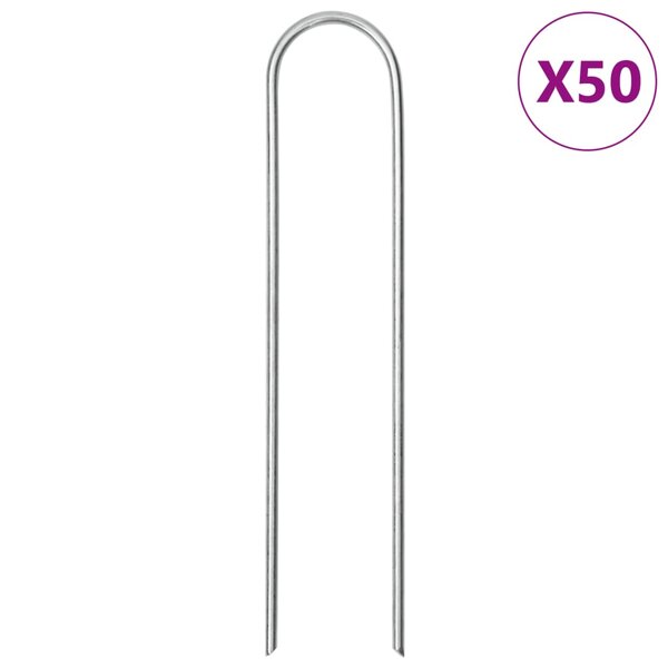 vidaXL Piquets de sol en forme de U 50 Pièces 15x3 5 cm acier galvanisé