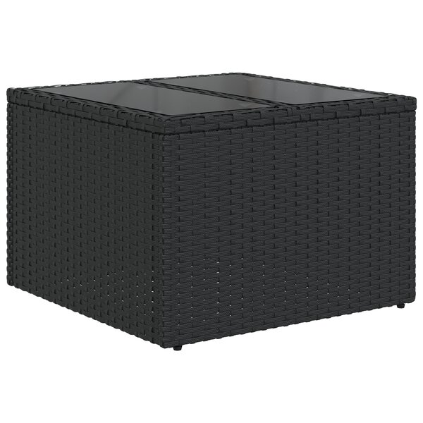 Ensemble de canapé de jardin 8 pièces avec coussins noir poly rotin
