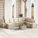 vidaXL Ensemble de canapé de jardin 9 pièces avec coussins en poly rotin brun