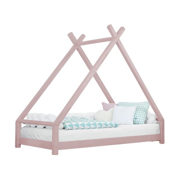 Lit tipi enfant TAHUKA 90 x 200 rose pastel