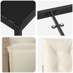 Ensemble de salle à manger de jardin 7 pièces avec coussins beige en rotin