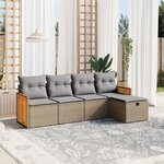 vidaXL Salon de jardin avec coussins 5Pièces mélange beige résine tressée