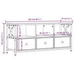 vidaXL Meuble TV chêne fumé 102x33x45 cm bois d'ingénierie et fer