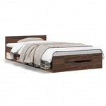 vidaXL Cadre de lit et tiroir chêne marron 75x190 cm bois d'ingénierie