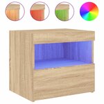 vidaXL Tables de chevet et lumières LED 2 Pièces chêne sonoma 50x40x45 cm