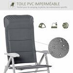 Chaise de jardin pliante dossier haut inclinable multipositions accoudoirs tétière alu. oxford déperlant gris
