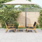 vidaXL Chaises de jardin avec table - Ensemble de 3 en bois d'acacia massif noir