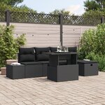 vidaXL Ensemble de canapé de jardin 6 pièces avec coussins noir en rotin synthétique