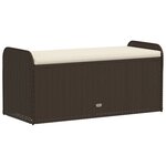 vidaXL Banc de rangement et coussin marron 115x51x52 cm résine tressée