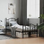 vidaXL Cadre de lit métal sans matelas avec pied de lit noir 90x190 cm